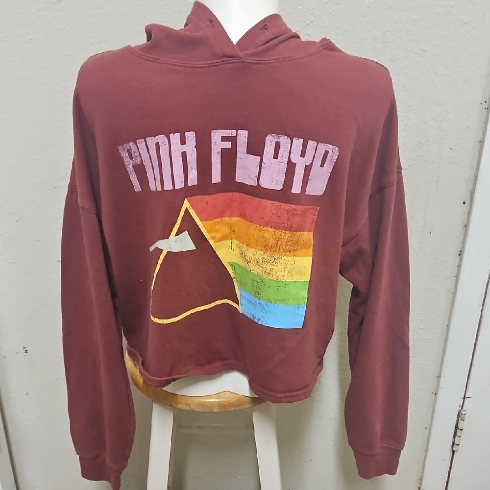 Pink Floyd Maroon Hoodie with Rainbow Graphic